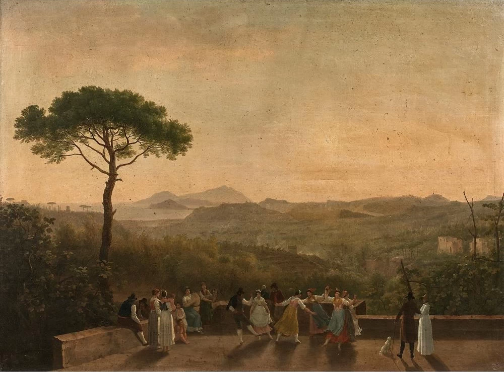 Tarantella davanti alla Baia di Napoli - attribuito